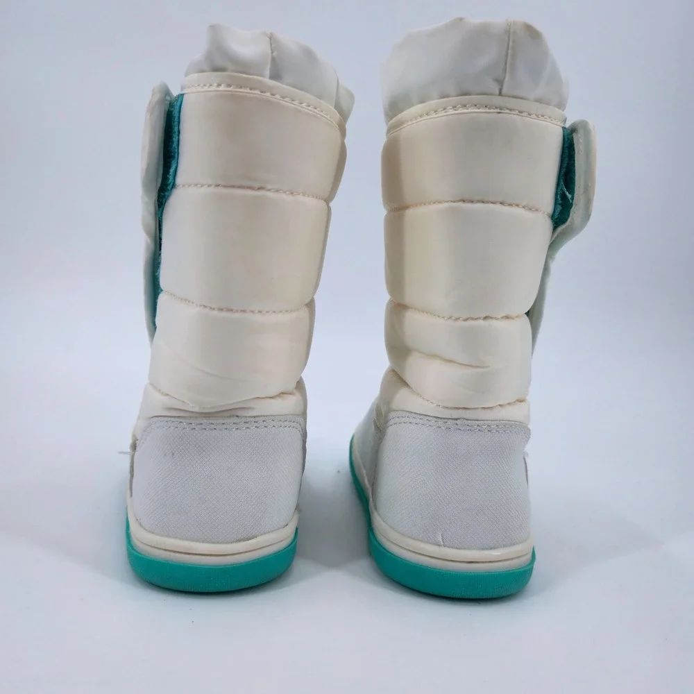 Ten Little Kids Puffer Winter Snow Boots White Teal 3M Thinsulate US 7‎ Unisex